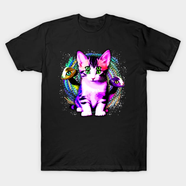 Kitty Cat Psychic Aesthetics Cute Surreal Pet T-Shirt by BluedarkArt